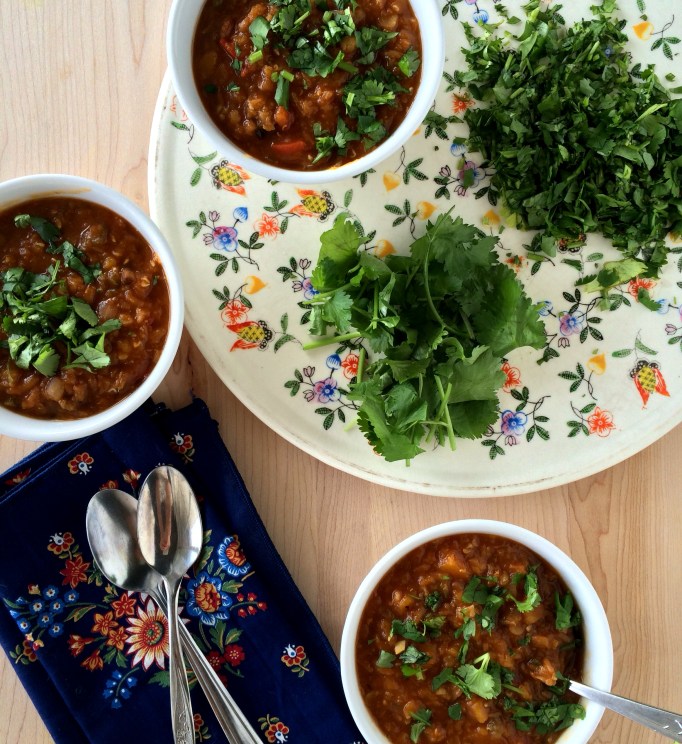 Red lentil butternut squash chili