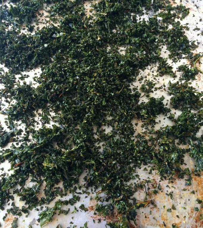Kale dust on pan
