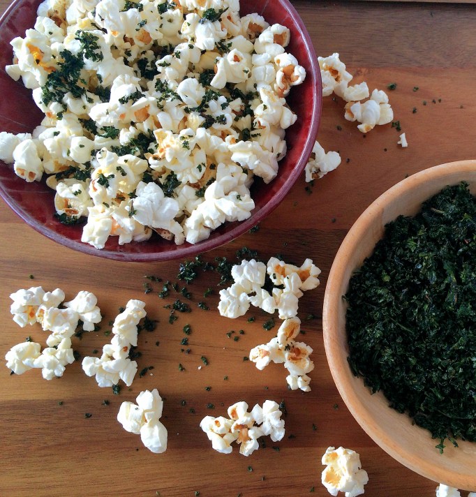 Kale dust on popcorn