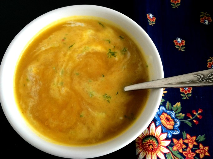 golden beet soup with sour cream stirred