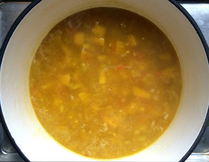 golden beet soup before pureed