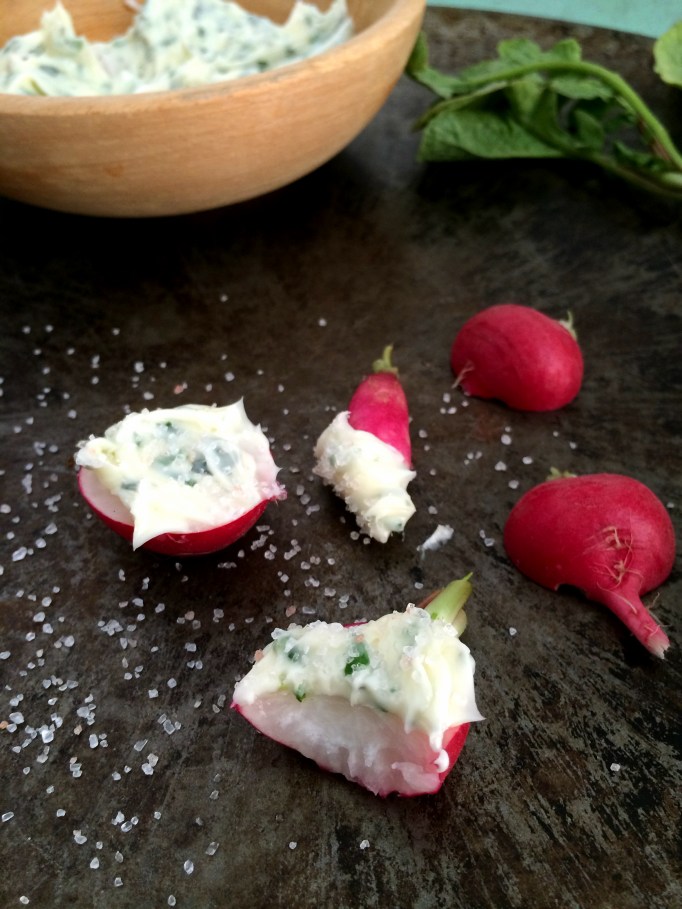 Radishes with Tarragon - Garlic Chive Butter