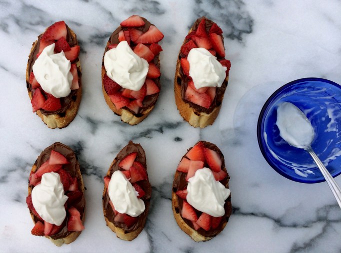 Strawberry Bruschetta w/ Nutella & Whipped Coconut Cream