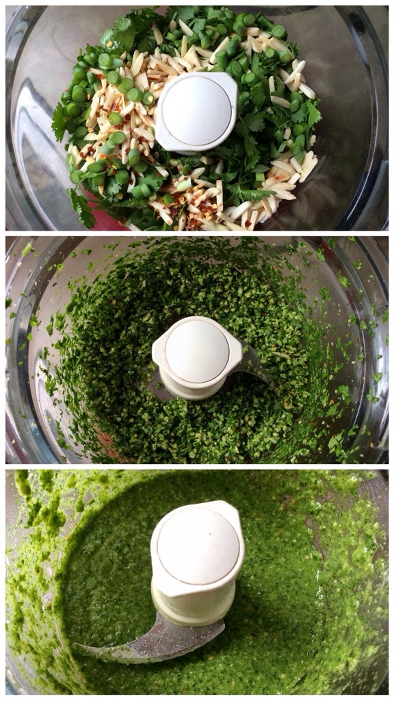Spring Veggie Pasta w/ Cilantro Pesto