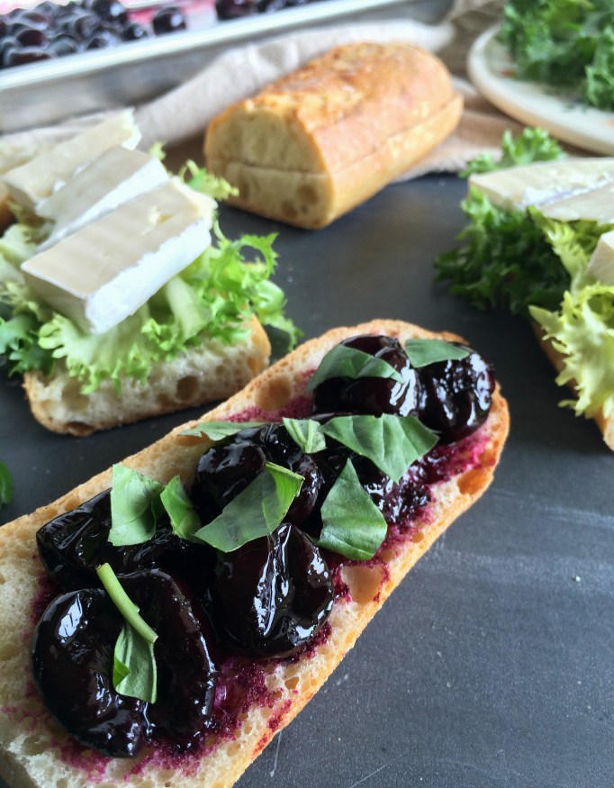 Roasted Cherry & Brie Baguette Sandwiches