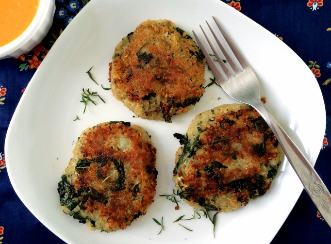 Potato Kale Cakes with Kimchee Mayo