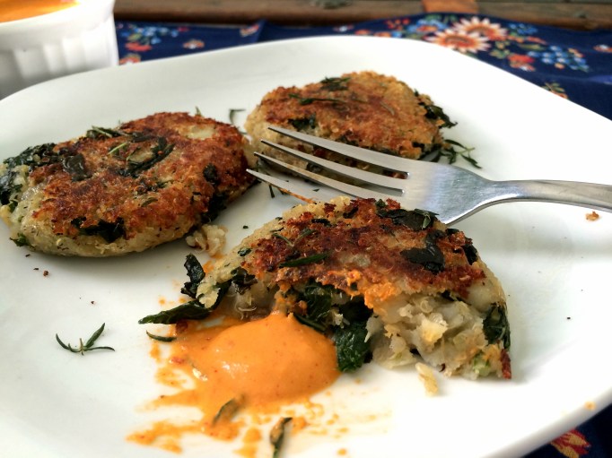 Potato Kale Cakes with Kimchee Mayo