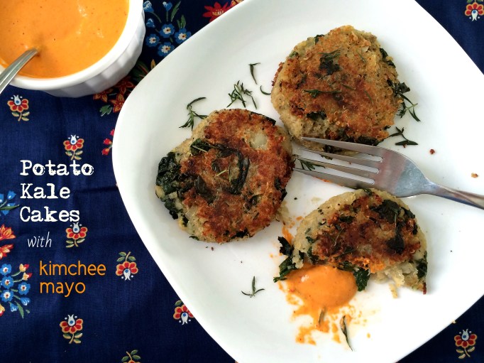 Potato Kale Cakes with Kimchee Mayo