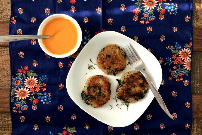 Potato Kale Cakes with Kimchee Mayo