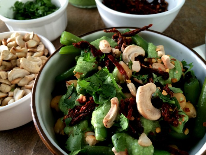 3-Bean Salad with Avocado Cashew Dressing