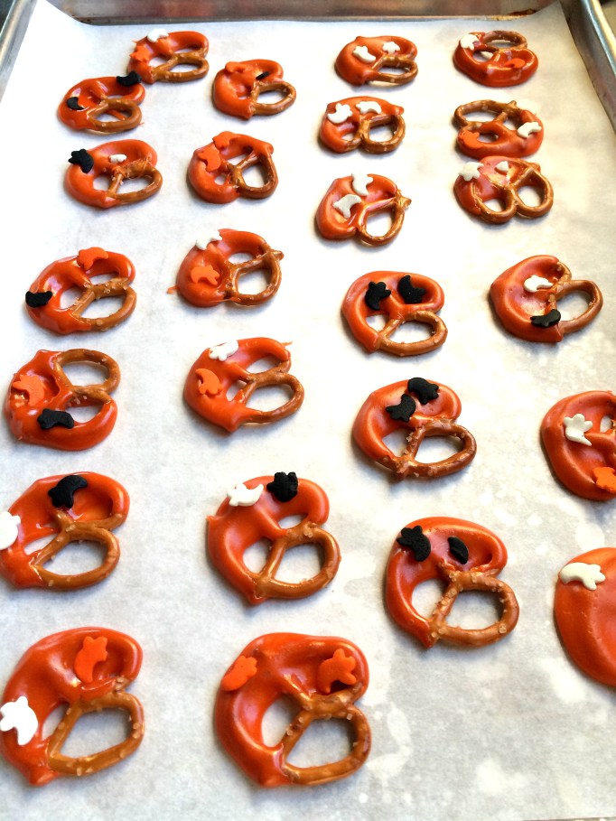 Candy Corn-Dipped Pretzels