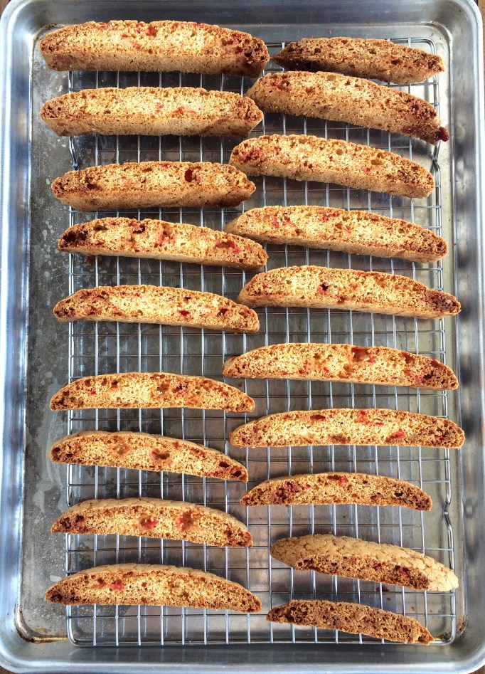 White Chocolate Covered Peppermint Biscotti