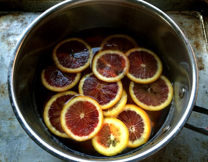 Baked Chocolate-Espresso Donuts with Blood Orange Glaze & Candied Blood Oranges